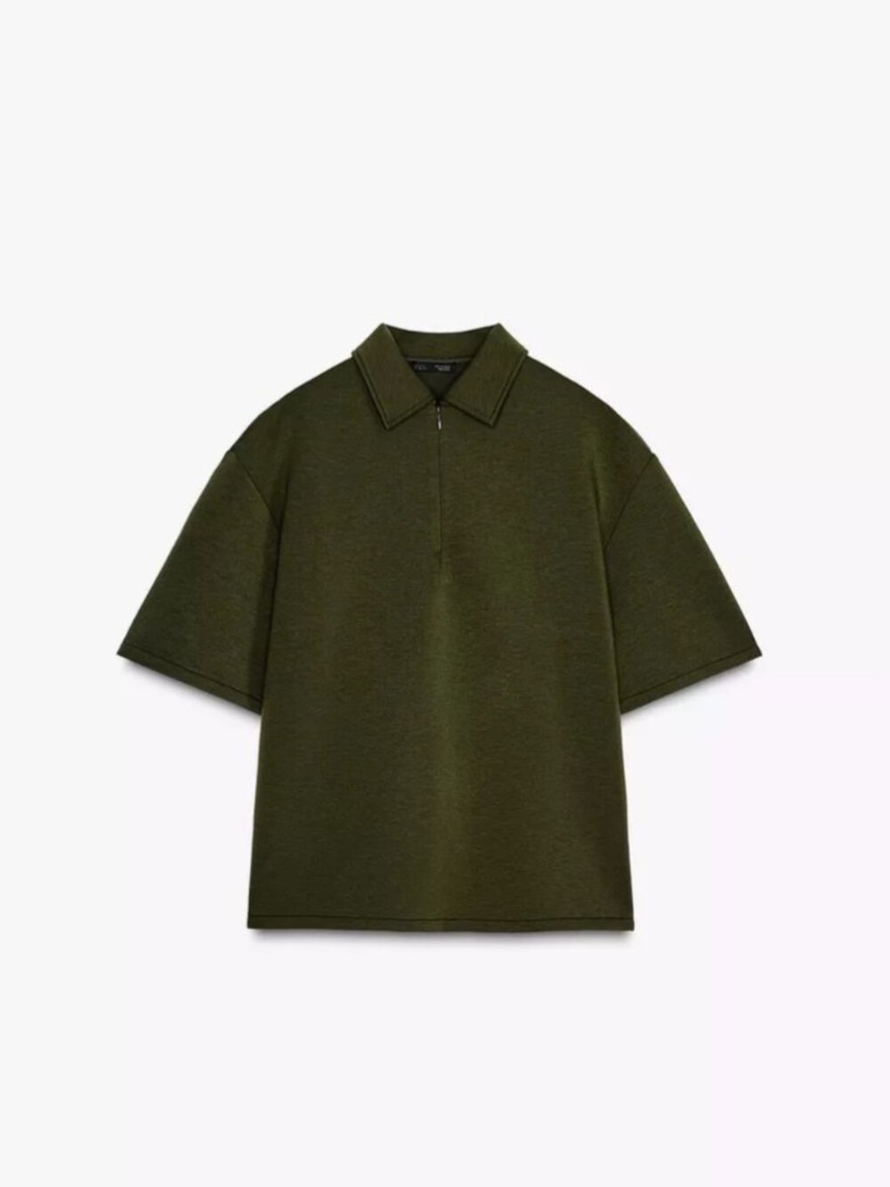 Zara Women's Outfit Set Khaki/Olive Flowy Zip Polo Collar Top Flowy Pants Size S - Picture 3 of 7